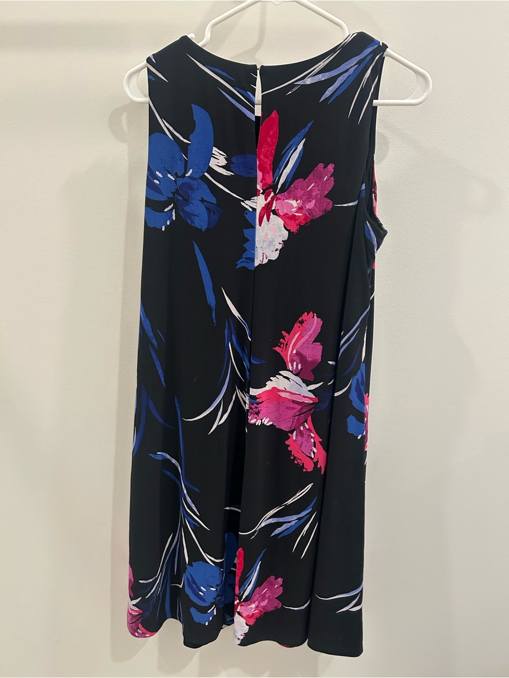 Ralph Lauren Black Floral Print Dress with Blue and Pink Accents